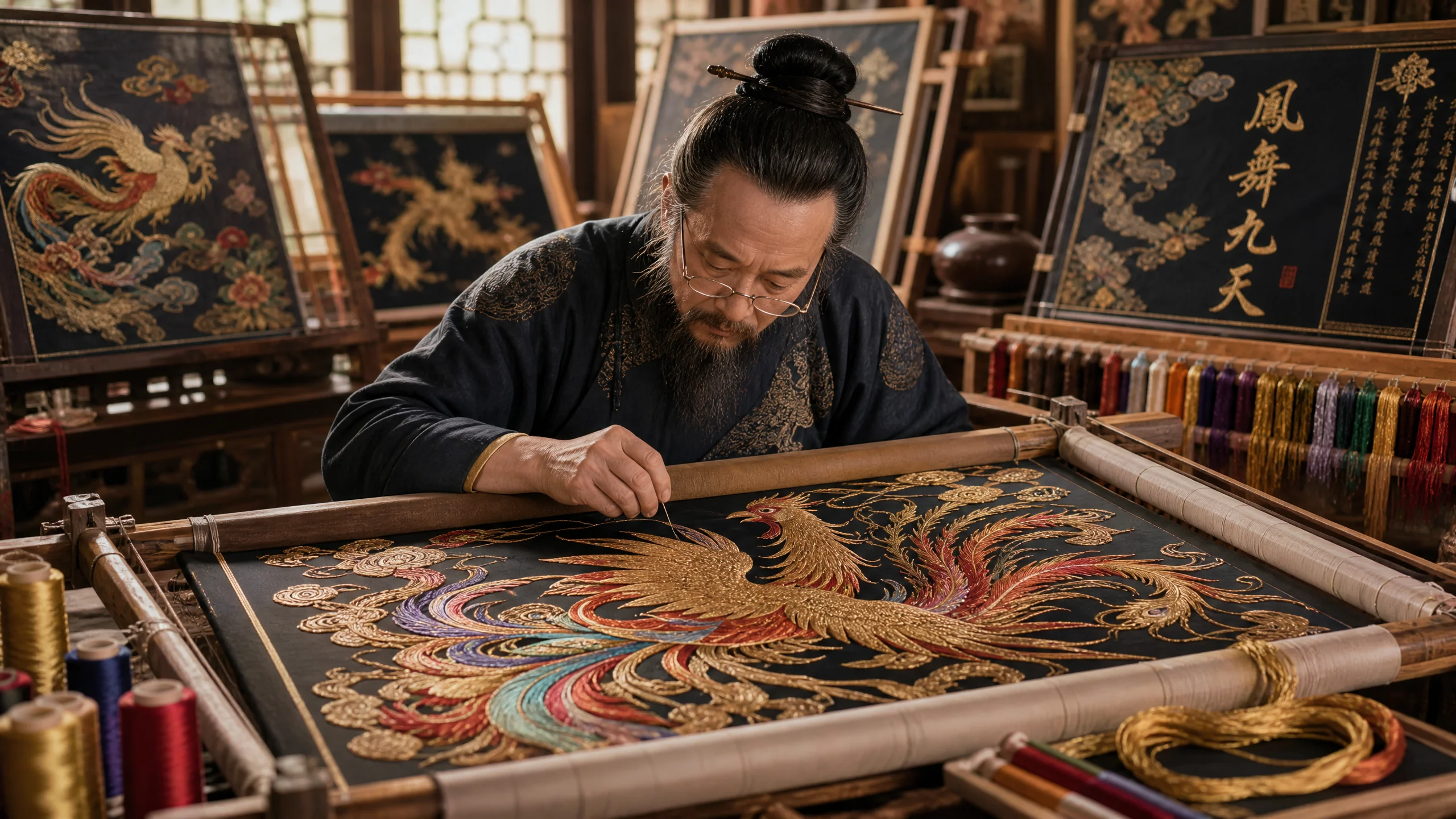 非遗刺绣传承专题横幅